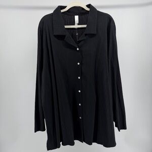 NWT Marla Wynne Black Crepe Button Front Tunic Top, Women's 3X
